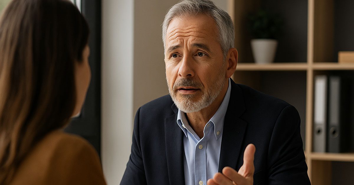 Financial advisor meeting with a client, focusing on building trust and connection, representing Financial Gravity’s support in helping advisors outperform AI through human empathy.