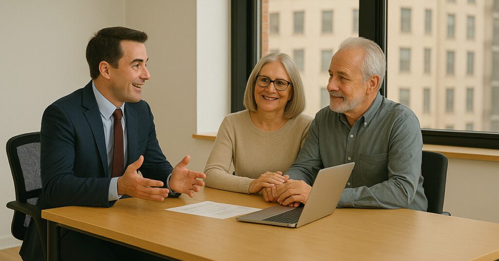 Financial Gravity enables financial advisors to operate as platforms, shown by an advisor leading a strategy session with specialists in a bright modern office.