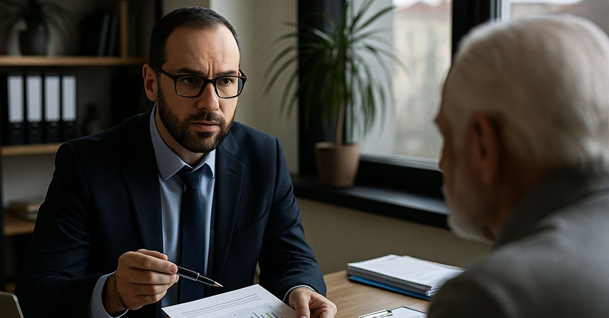 A financial advisor reviews a client’s comprehensive risk plan, integrating tax, estate, and insurance strategies for full protection.