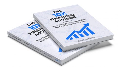 Two copies of The 10X Financial Advisor book, showing the cover that helps financial advisors scale and serve clients more effectively.